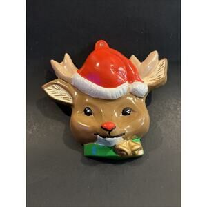 Vintage Ceramic Reindeer Face Ornament